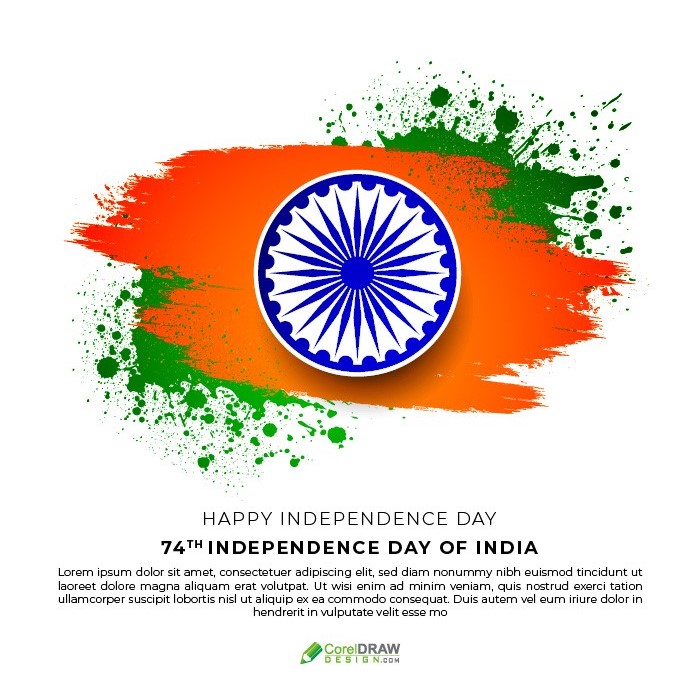 Independence day water color brush splash tricolor indian flag vector
