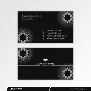 Oriental Business Card Template With Mandala Free Vector
