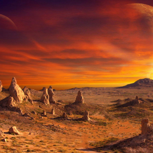 Cinematic Mars Landscape view from the land hd 4k image