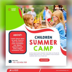 Children Summer Camp Free Instagram Banner Premium Vector