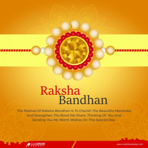 Happy Raksha Bandhan Traditional Yellow Greeting Card Design Free Vector