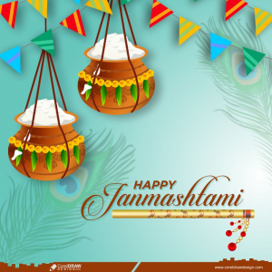 Happiness Festival Janmashtami Background Premium Vector