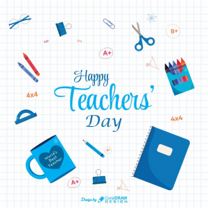 Happy Teachers Day Notebook Doodle Greeting Blue Download From Coreldrawdesign