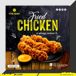 Fried Chicken Food Social Media Post Template Free Premium Vector 