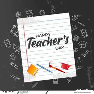 Happy Teachers Day School Chalk Sketch Background Premium Vector