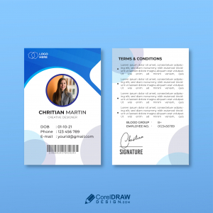 Abstract Professional Vertical Blue Company Id Card Template