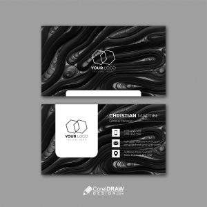 Abstract Curvy Textured Black and white Corporate Business Card