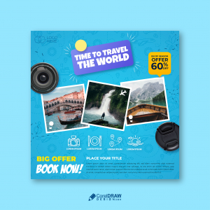 Abstract Realistic Trendy Travel Flyer Banner Poster Template