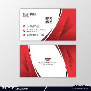 White & Red Business Card With Details Premium Vector  