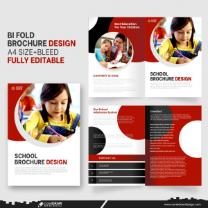 Education Company Bi-fold Brochure Template Premium Vector 