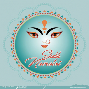 Happy Navratri Celebration Poster With Face Durga Premium Vector