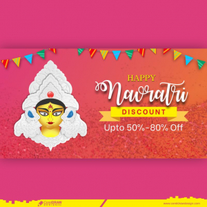 Happy Navratri Traditional Festival Discount Banner Free Vector