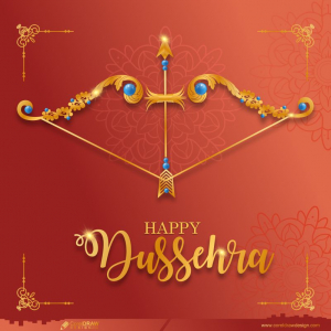 Happy Dussehra Festival Celebration Bow and Arrow Free Vector
