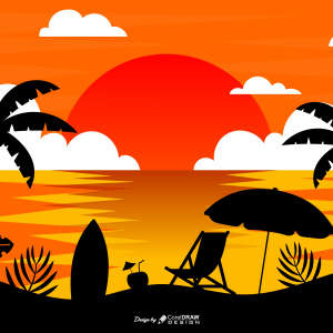 Scenery Beach Seaside Free Vector File Download From Coreldrawdesign