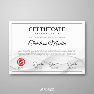 Corporate Professional Certificate Grey Vector Template