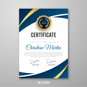 Abstract Corporate Blue Gradient Vertical Vector Certificate
