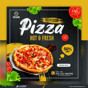 Food Menu And Delicious Pizza Social Media Banner Template Free Vector
