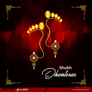 Happy Dhanteras Maa Lakshmi Creative Golden Footprints Traditional Background