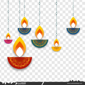 Hanging Diwali Diya Lovely Festival Background Free Vector