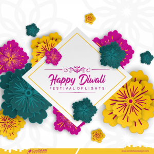 Diwali Festival Of Lights Paper Cut Style Indian Rangoli Flowers Free Vector Background