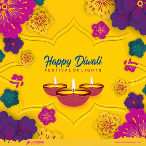 Diwali Festival Paper Cut Style Of Indian Rangoli Diya Oil Lamp Flowers Free Vector Design
