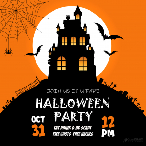 Scary Halloween Party Invitation Card Vector Template