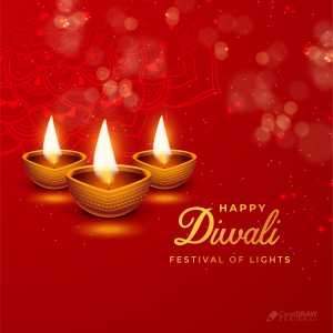 Traditional Red Happy Diwali Diya Vector Template