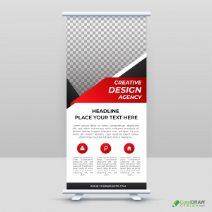 Abstract Red Rollup Banner Vector Template