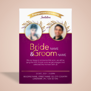 Engagement or Wedding Invitation Card template with Photo frame, Free CDR