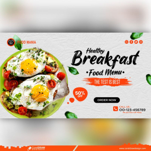 Breakfast Sandwich Food Restaurant Banner Template Free Vector