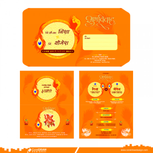 Wedding Invitation Card Set with Ganesha Image and Venue Details