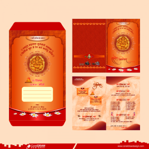 Wedding Card Template Design Indian Style Color Free Vector