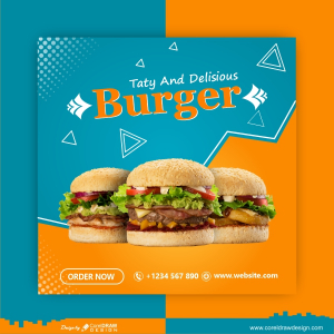 tasty and delicious burger cafe banner template design