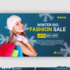  Vector Winter Fashion Season Sale Banner Design