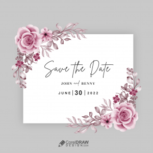 Simple Flowers Red Roses Save the Date Wedding Card