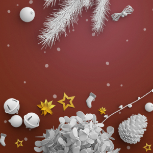 Christmas banner, greeting card with realistic decorative elements, christmas background free psd