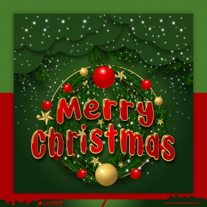 Stylish Merry Christmas Text & Green Grass Background Free Vector
