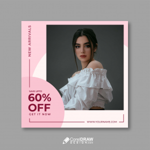 Abstract Fashion Sale Banner Social Media Instagram Template Vector