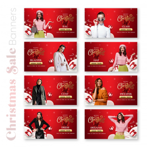 Christmas Fashion Product Sale Banner Design Collection, Free Psd
