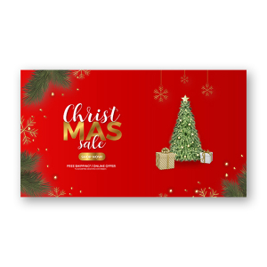 christmas sale red banner design free psd