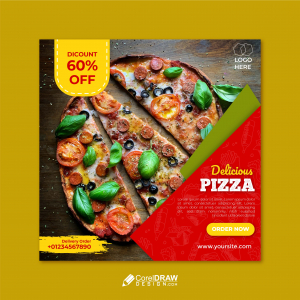 Abstract Social Media Food Pizza Story Instagram Vector Template