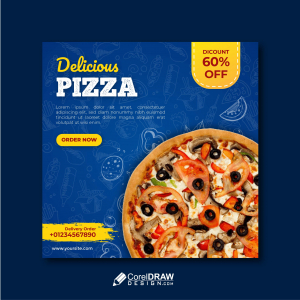 Delicious Pizza Restaurant Online Order Social Media Banner Template