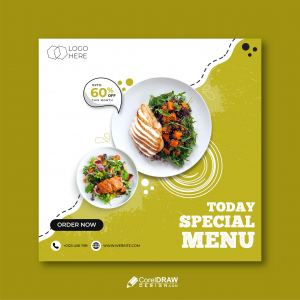 Abstract Social Media Food Restaurant Banner Template Vector