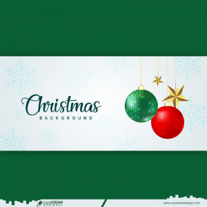 christmas ball hanging on banner background free vector