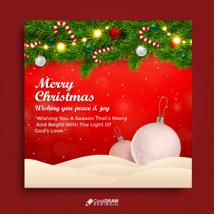 Abstract Beautiful Merry Christmas Red  Banner Vector Template