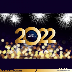 Happy New Year 2022 Golden String In Blue Background