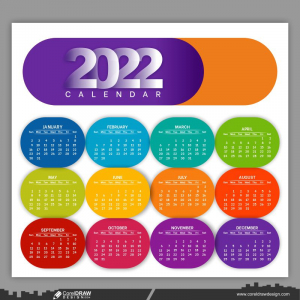 colorfull Round boxes 2022 calendar design Premium Vector