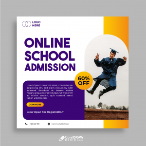 Abstract School Admission Social Media Banner Vector Template