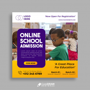 Abstract Beautiful School Admission Open Banner Poster Template