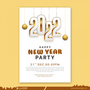 Realistic New Year Party Flyer Template Free Vector